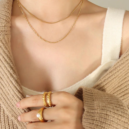 Waterproof 316l Stainless Steel Necklace Ins Simple Gold Plated Titanium Steel Round Snake Chain Necklace For Party