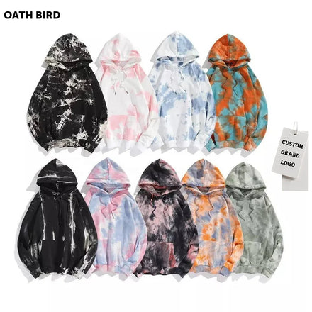 Custom Screen Foam Printing Embroidery Logo French Terry Hoodies Tye Dye Drop Shoulder Hoodies Men Unisex Tie Dye Hoodies