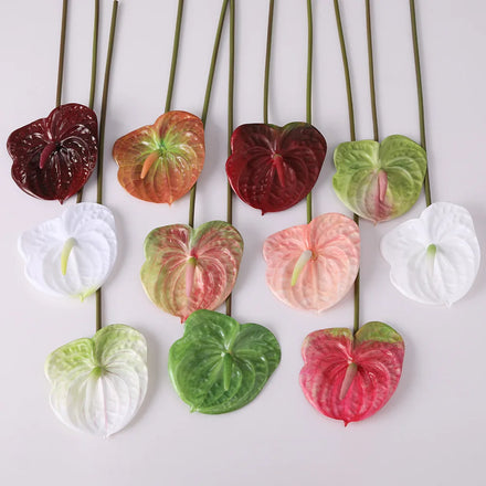 YOPIN-1429 Fake White Anthurium Flowers Wedding Artificial Real Touch Anthurium