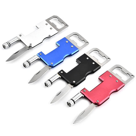 Mini Multi-Tool Keychain LED Torch Industrial Grade Stainless Steel Aluminum Alloy Bottle Opener Knife Beer Opener OEM