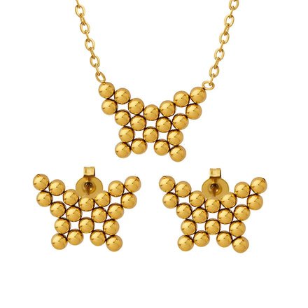French Romantic Design Handmade Stainless Steel Butterfly Ball Earnail Necklace Jewelry Set Women