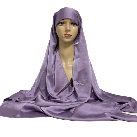 New Premium Instant Satin Crepe Hijab Scarf Ready to Wear Islamic Muslim Undercap Bonnet with Elastic Tie Back