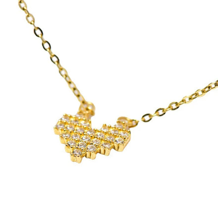 925 Sterling Silver Simple Zircon Heart Pendant Clavicle Chain Necklace Women Exquisite Lovely 14k Gold Plating Jewelry Gift
