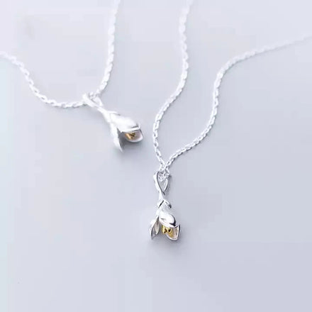 Fashion Lovely Magnolia Necklace Jewelry 925 Sterling Silver Flower Pendant Necklace for Girls