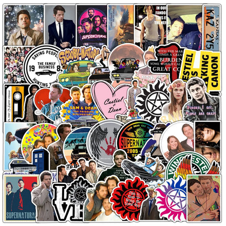 50Pcs US TV Supernatural Graffiti Decorative Stickers Label for Luggage Laptop Guitar Scrapbook Skateboard Waterproof Sticker