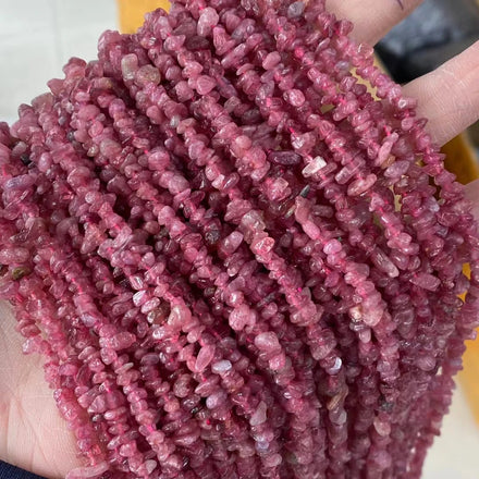 Irregular Shape Natural Pink Tourmaline Stone Free Form Tumble Irregular Stone Chips Strand for Diy Jewelry Making