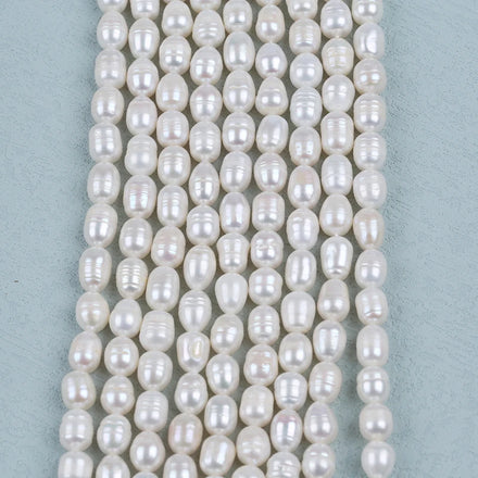 ZHUJI Wholesale 8-9mm Rice Pearl Necklace Shape Natural Freshwater Pearl Strands
