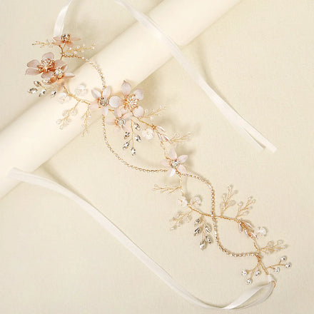 Rhinestone Wedding Hair Vine Metal Flower Bridal Claw Chain Headband Party Prom Accessories Tiaras Jewelry