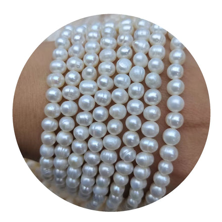 Natural Freshwater Pearl Threaded Pearl Jewelry 6mm Round Shaped Loose Pearl Beads