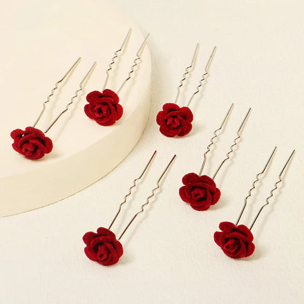 Fabric Rose Flower Hairpins Ornaments Bridal Wedding Dress Wedding Decoration Hair Accessories Women Hairwear