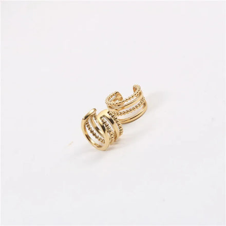 Fenny Fashion Multilayer Beads Pave Cuff Earring Waterproof&Tarnish Free Wholesale Stainless Steel Ladies Jewelry