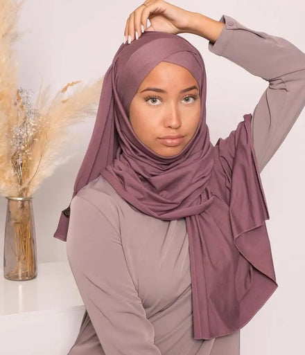 Factory Direct Sales New Design Solid Color Jersey Cotton Hijab With Cross Tie Instant Scarf