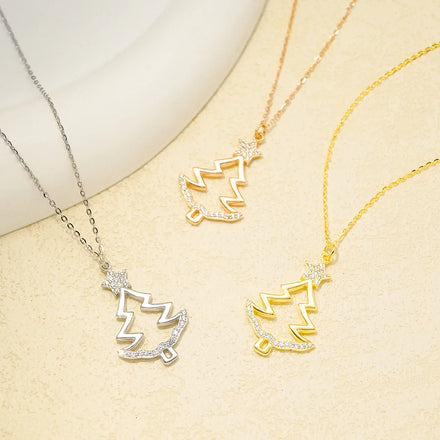 Wholesale Jewelry Gift Star Tree Charm Light Luxury Sterling Silver Women Christmas Choker Necklaces