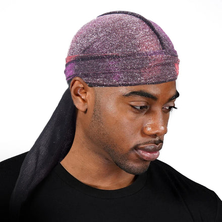 Fashion Hip Hop Bling Bling Dorags Designer Silky Durags for Men Shiny Polyester Durag 360 Waves Long Tail Do Rags
