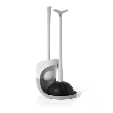 2 in 1 Toilet Brush Plunger Set with Round Brush Head Special Brush Holder Eco-Friendly PP Material for Toilet Bathroom Cleaning