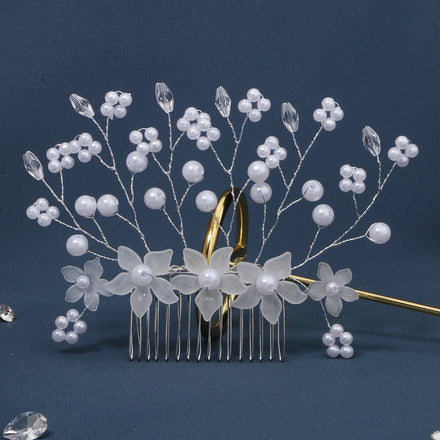 Resin Flower Handmade Bridal Hair Comb Vintage Rhinestone Wedding Hair Combs Pearl Headpieces