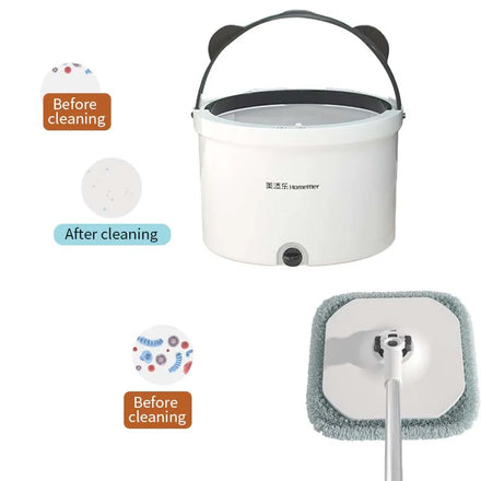 Homettler Spin Mop Durable Flat Mop Bucket Set Magic Handle Eco-Friendly High Dehydration Rate Reusable Mop Pads for Home