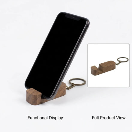 Best Selling Mini Eco Friendly Wooden Keychain Portable Wood Key Chain Phone Holder