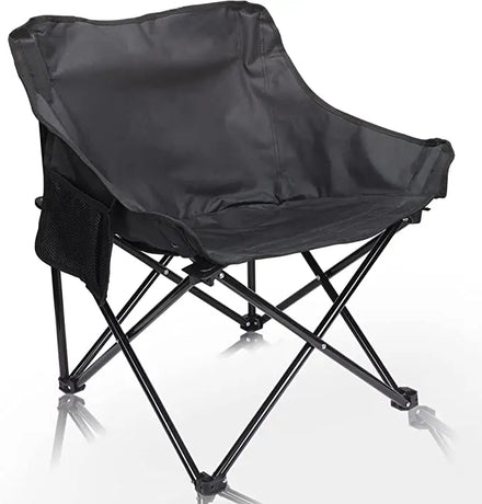 WOQI Wholesale Padded Moon Round Saucer Chairs Ultralight Portable Modern Camping Folding Chair with Cup Holder