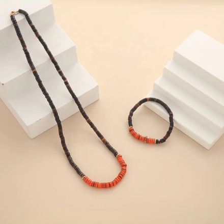 Women's Adjustable Vintage Style Bracelet Necklace Jewelry Set Irregular Shell Beads for Weddings and Parties