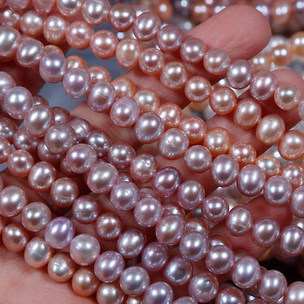 7mm Potato Shaped Mixed Color Real Pearl Candy Natural Fresh Water Semi-Finished Necklace DIY Hand Beading Jewelry Making