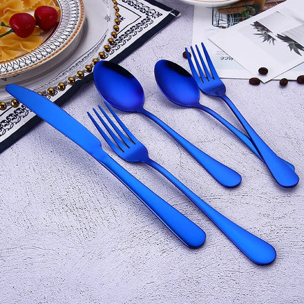 Hot Selling Luxury Hotel Knife Fork Spoon Blue Flatware Set Stainless Steel Wedding Cutlery Set