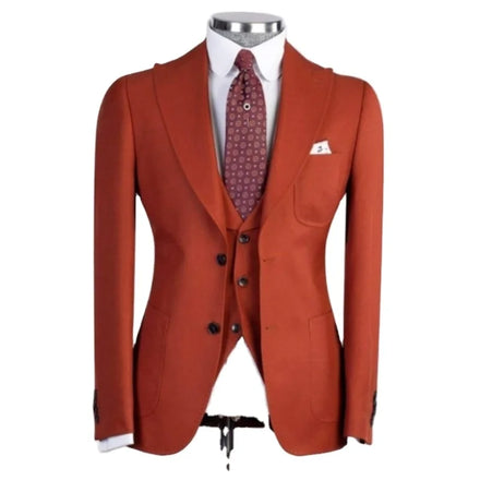 Costume Homme Men's Formal Suits Sets Unique Design Shawl Lapel Blazer Trousers Wedding Clothing 3 Pcs Jacket Pants Vest Outfit