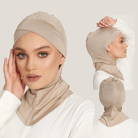 Islamic Muslim Elastic Pure Color Cotton Instant Turban Inner Hijab Wear Caps Underscarf Satin Women Amira Jersey Modal Undercap