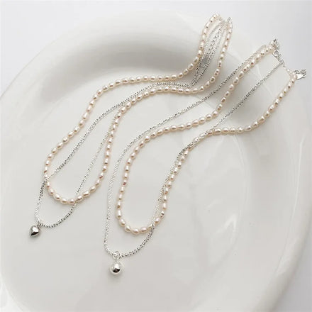 SP Fashion Jewelry Luxury Fresh Water Pearl Bling Chain Double Layer Baroque Pearl Necklace