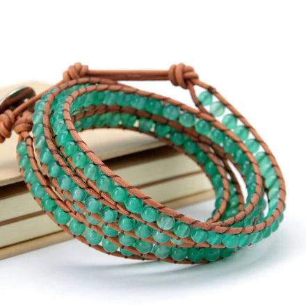 Multilayer Leather for Bracelet with Agate Beaded Adjustable Boho Jewelry Classic Style for Anniversary or Valentine's Day Gift