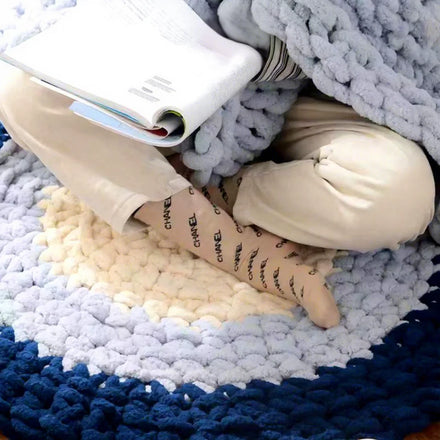 Chunky Knit Throw Blanket Soft Handmade Woven Large Cable Knitted Chenille for Bed Sofa Boho Fluffy Blanket