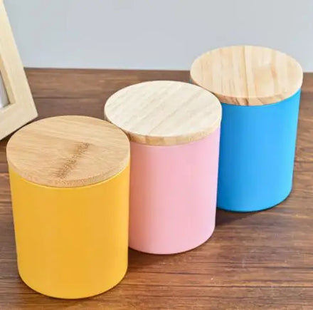 Wholesale Transparent White Black Matte Empty 8oz 10oz 14oz Wide Mouth Glass Candle Jar with Wooden/bamboo Cork Stopper