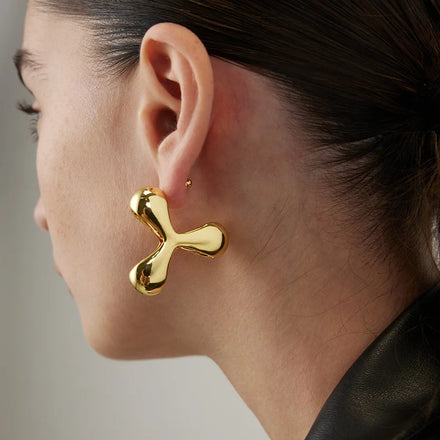 Original Design 18K Gold Plated Brass Jewelry Big Windmill Stud Earrings for Women Gift in Piercing Party Earrings E221438