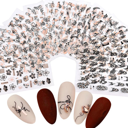 Graffiti Strips 10*8cm Nail Sticker Rose Gold Abstractline Fashion 3D Slider for Manicure Polish Tattoo Nail Art Decorations