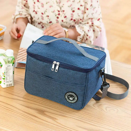 Portable Fabric Thickened Insulated Foldable Handled Lunch Bag Zipper Closure Waterproof Customized Pattern Outdoor Camping Bag