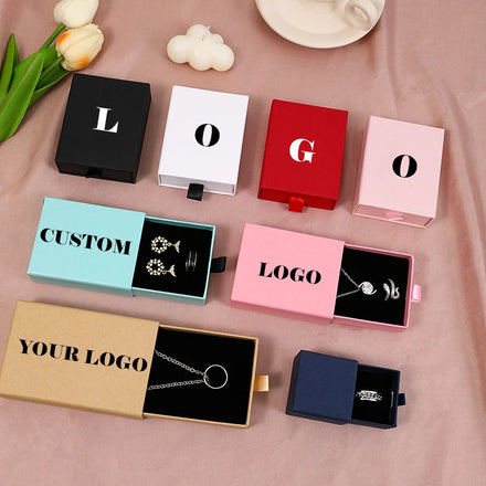 Ready to Ship Multiple Sizes Cardboard Jewelry Gift Necklace Drawing Box Package Slide Drawer Paper Box With Black Foam