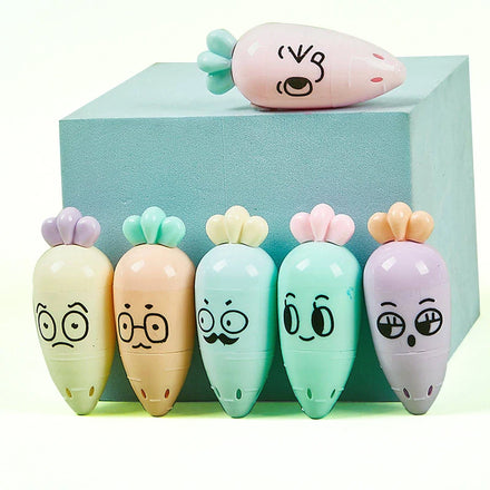Mini Carrot Shape Fancy Silicon Material Highlighter Marker Pen for Promotional Gift and School Children