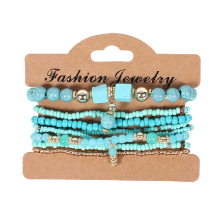 Layered Stackable Beaded Bracelet Set Jewelry in Bulk Exaggerated Bracelet Elastic Seed Acrylic Beads Bracelets Women