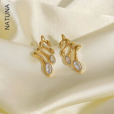 Jewelry No Tarnish Free 18K Plated Gold Stainless Steel Music Note Earrings Fashion Zircon Earring