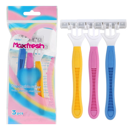 Women Body razor Triple Stainless Steel Blade Disposable Razor Rubber Grip Pivoting Head
