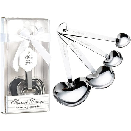 Creative Wedding Party Small Return Gifts Kitchen Utensil Measuring Stainless Steel Heart Shaped Measuring Spoon Set of 4