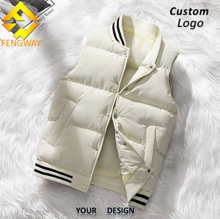 Fengway Custom Men's Winter Puffer Vest Plus Size Thicken Warm Waistcoat Windproof Washed Techniques Sport Casual Sleeveless