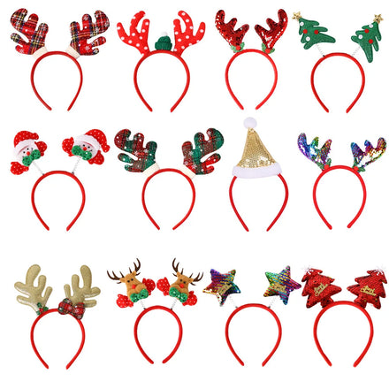 2025 Christmas Red Bows Headbands Women Girl Classic Elastic Reindeer Antler Santa Hair Hoop Band Party Headbands Accessories