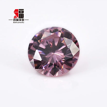 Baifu Light Rhodolite Cubic Zirconia 5A Quality Round Brilliant Cut 1.0-3.0mm Loose CZ Stones Bulk