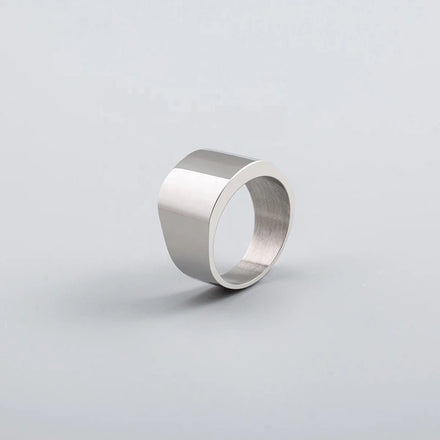 Personality Fashion Minimalist Stainless Steel Waterproof Wide Geometric Smooth Surface Rings for Men