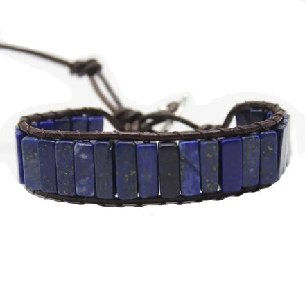 RisingMoon Boho Multicolor Gemstone Chakra Bracelet Hand Woven Natural Stone Braided Leather Bracelet