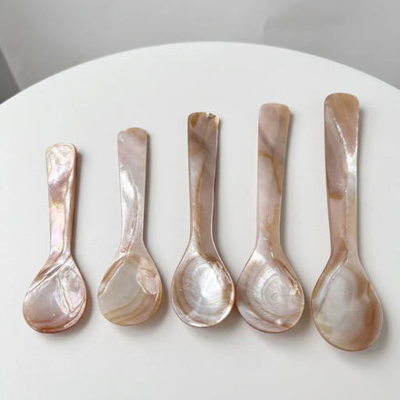 Customized logo pink Exquisite Natural Shell Mother of Pearl Caviar Spoon