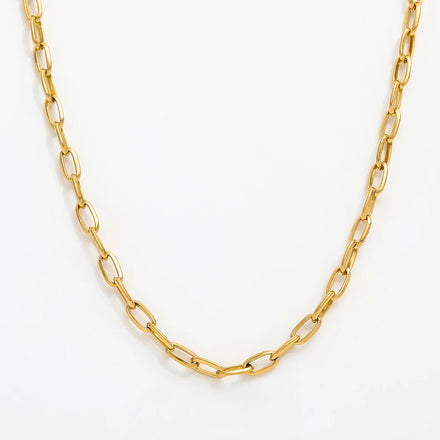 Fenny 18K Gold Plated Permanent Simple Paper Pin Choker Chain Necklace Jewelry Stainless Steel Jewelry Wholesale