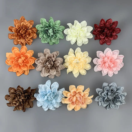 10cm Simulation Dahlia Flower Head Dahlia Silk Flower Diy Handmade Wreath Headgear Corsage Artificial Flowers