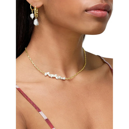 Handmade Boho Shell Choker with 18k Gold Plating Clasp Natural Freshwater Pearl Necklace Factory Directly